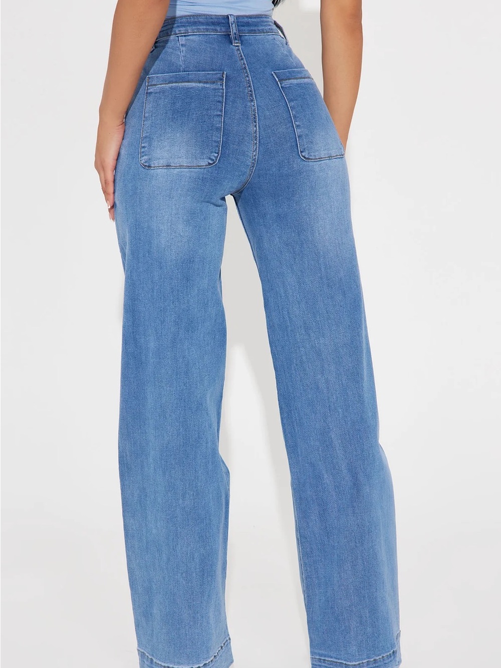 Fashion Nova Light Blue High-Rise Wide-Leg Jeans